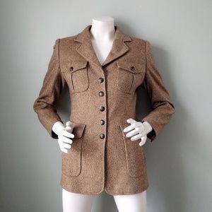 Vtg 90s Escada Cashmere Tweed Equestrian Blazer